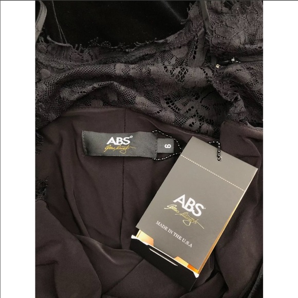 ABS By Allen Schwartz Velvet Slip Gown Black Sz 6 - Picture 6 of 7